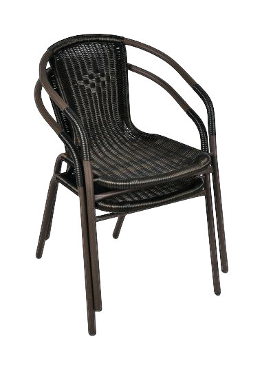 VCM Bistrostuhl dunkelbraun Polyrattan B/H/L: ca. 53x60x73 cm