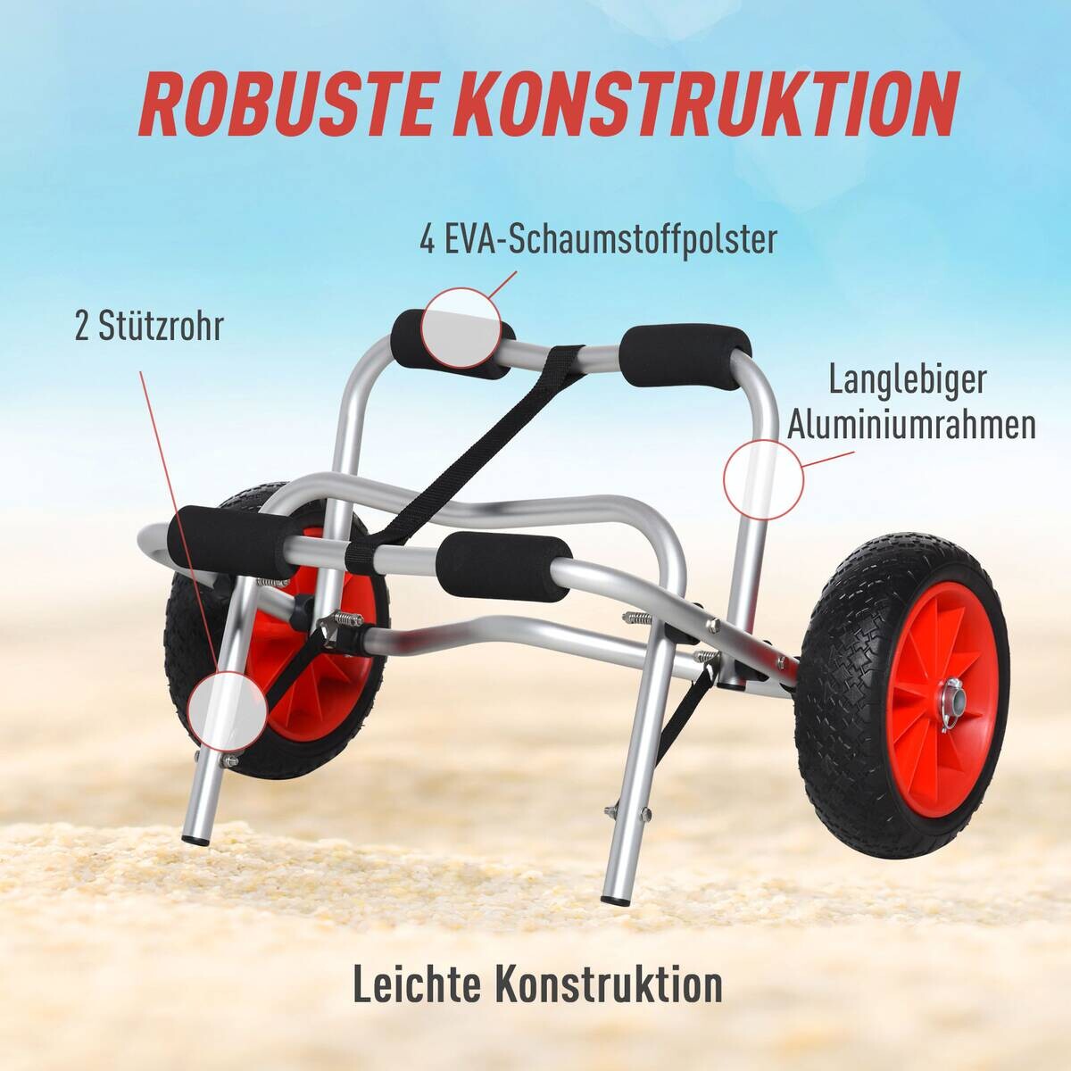 HOMCOM Kanuwagen silber Kunststoff B/H/L: ca. 44x5x68 cm