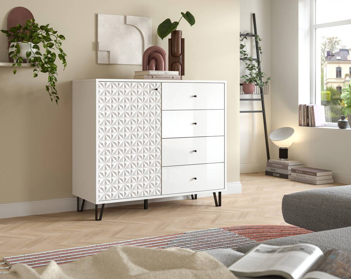 Highboard PRISMA weiß weiß Hochglanz B/H/T: ca. 110x96x40 cm