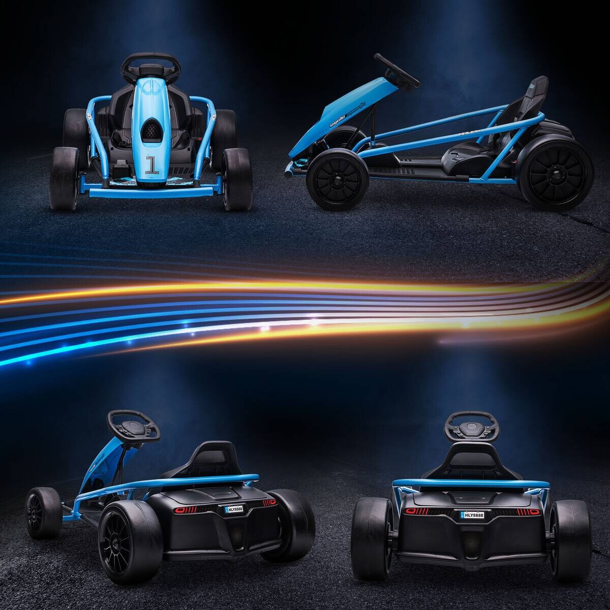 HOMCOM Kinder Elektro Gokart blau B/H/L: ca. 77x54x115 cm