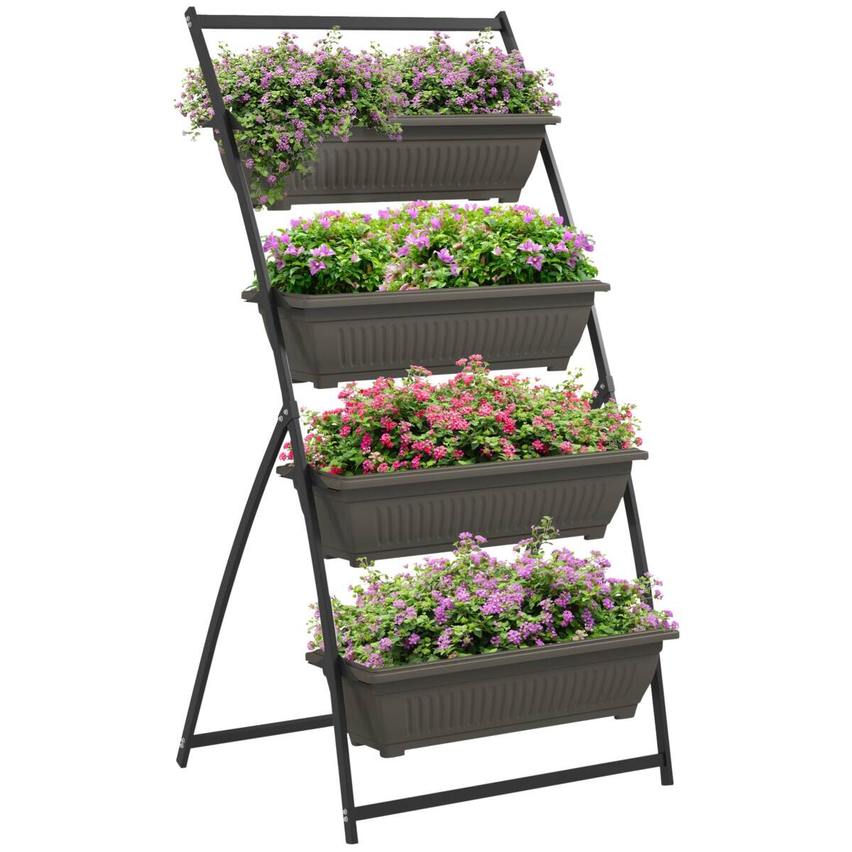 Outsunny Pflanzenständer braun Edelstahl B/H/L: ca. 79x76x162 cm