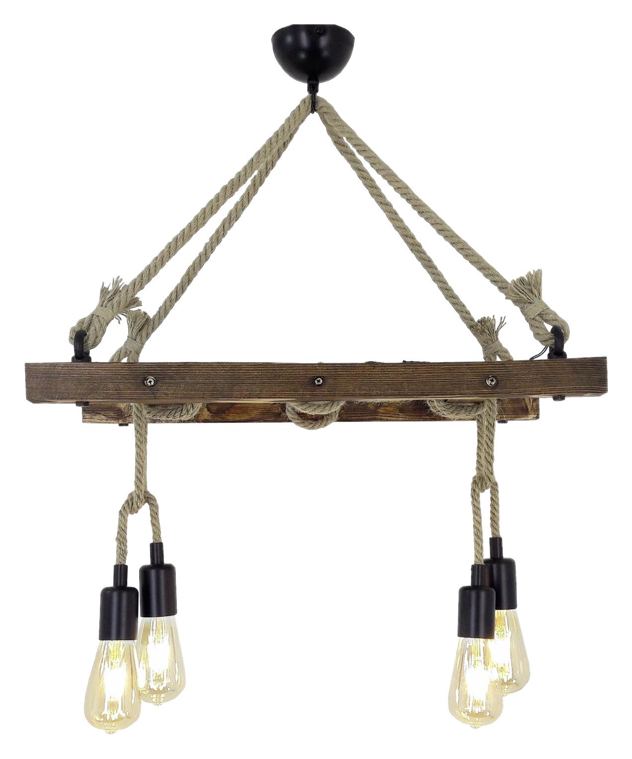 Opviq Pendelleuchte Merdiven nussbaum B/H/T/L: ca. 80x60x34x80 cm E27 4 Brennstellen