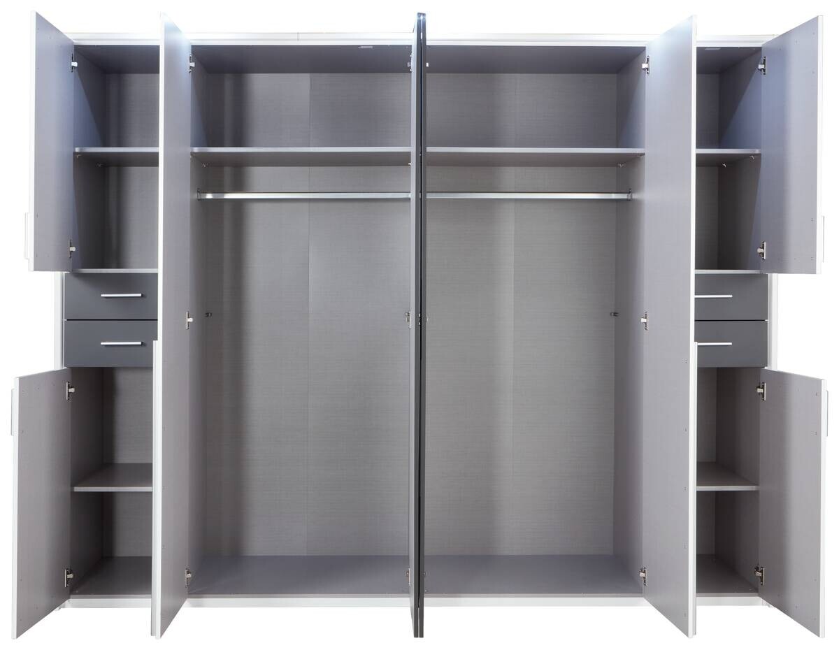 Kleiderschrank Vegas weiß Graphit B/H/T: ca. 270x208x58 cm