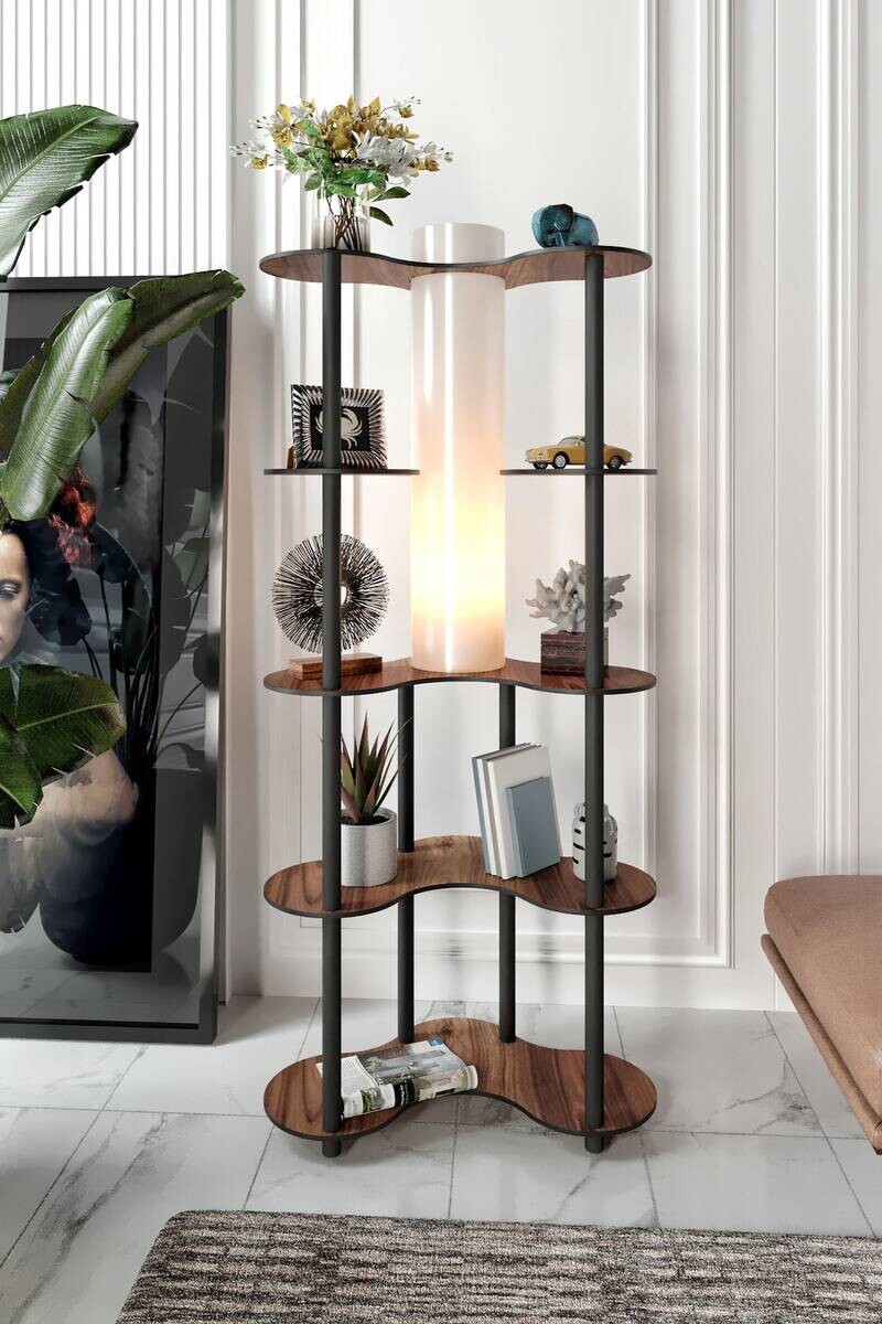 Opviq Stehleuchte nussbaum PVC MDF B/H/T/L/D: ca. 17x150x17x17x17 cm E27 1 Brennstellen