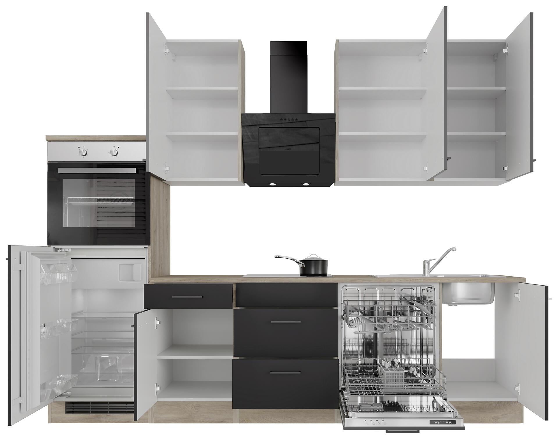 Küchenblock Capri schwarz matt B/H/T: ca. 280x234x60 cm