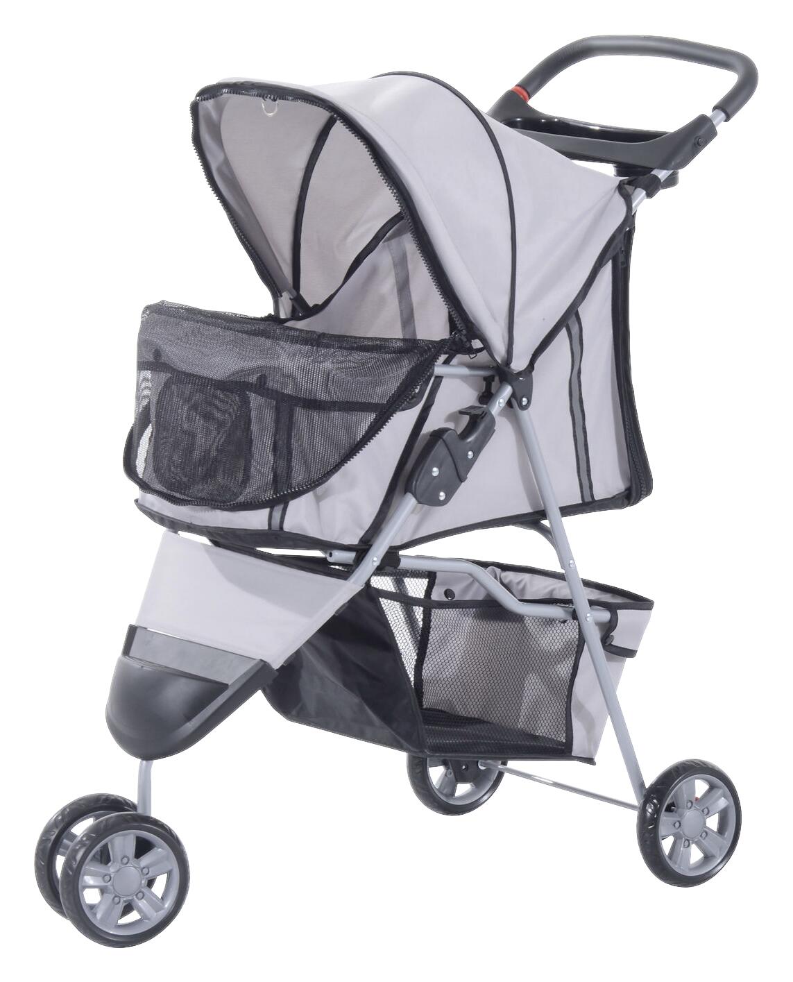 PawHut Hundebuggy grau Kunststoff B/H/L: ca. 45x97x75 cm