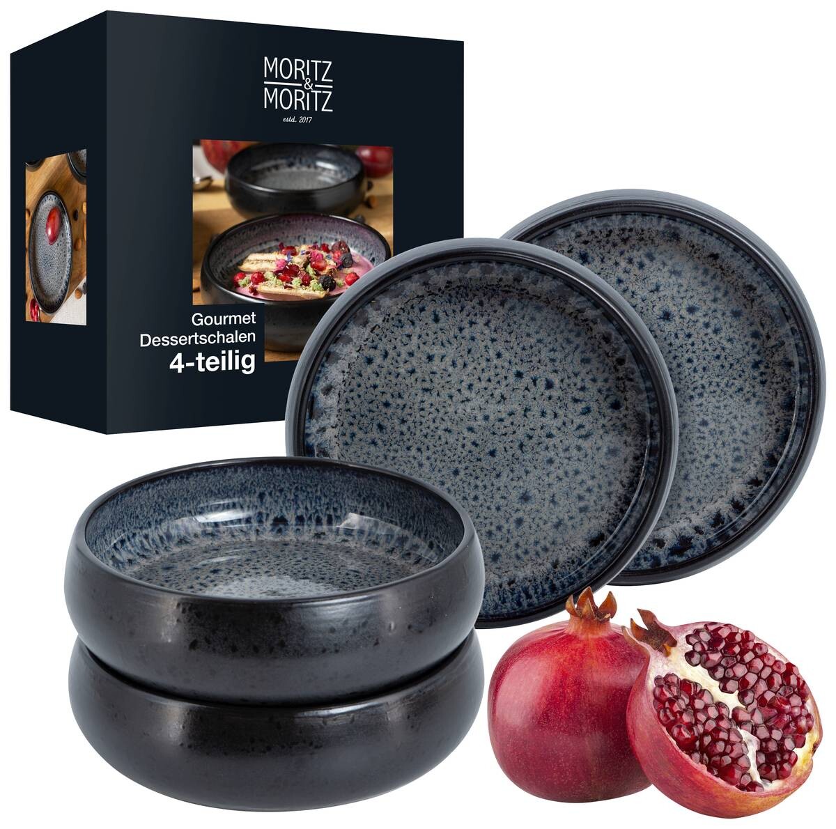 Moritz & Moritz Dessertschalen-Set grauschwarz Steinzeug H/D: ca. 5x19 cm
