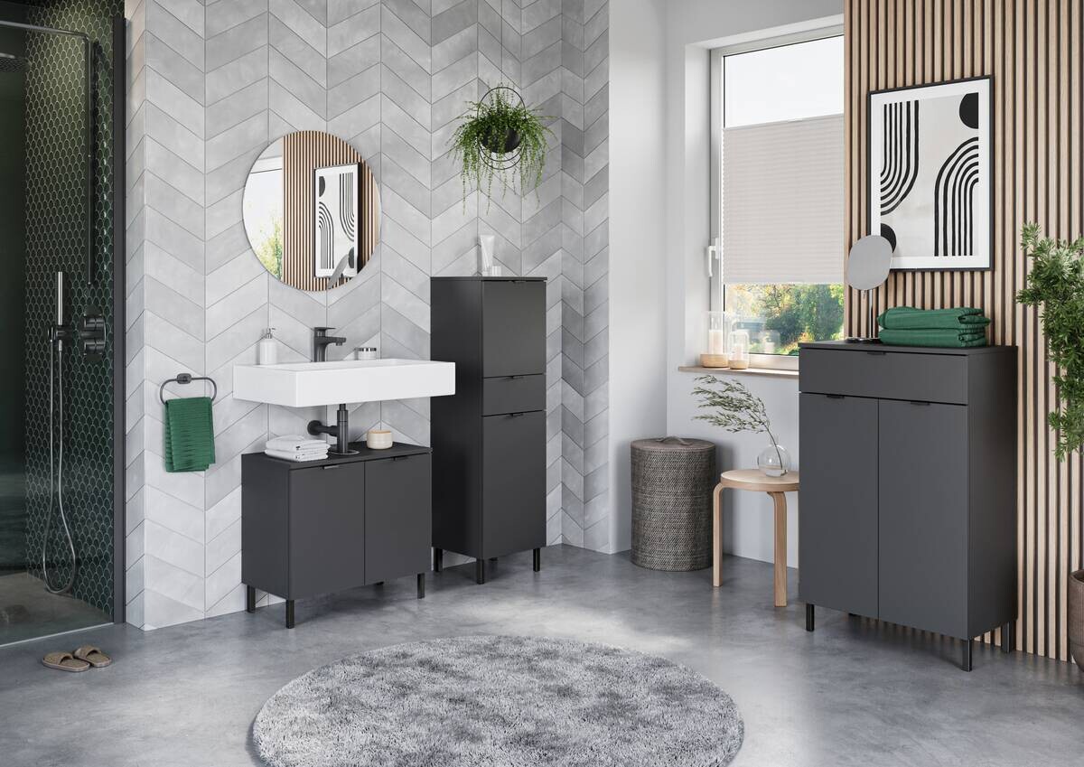 Kommode 1981-547 Graphit Optik B/H/T: ca. 60x97x34 cm Kommode 1981-547 Graphit Optik B/H/T: ca. 60x97x34 cm