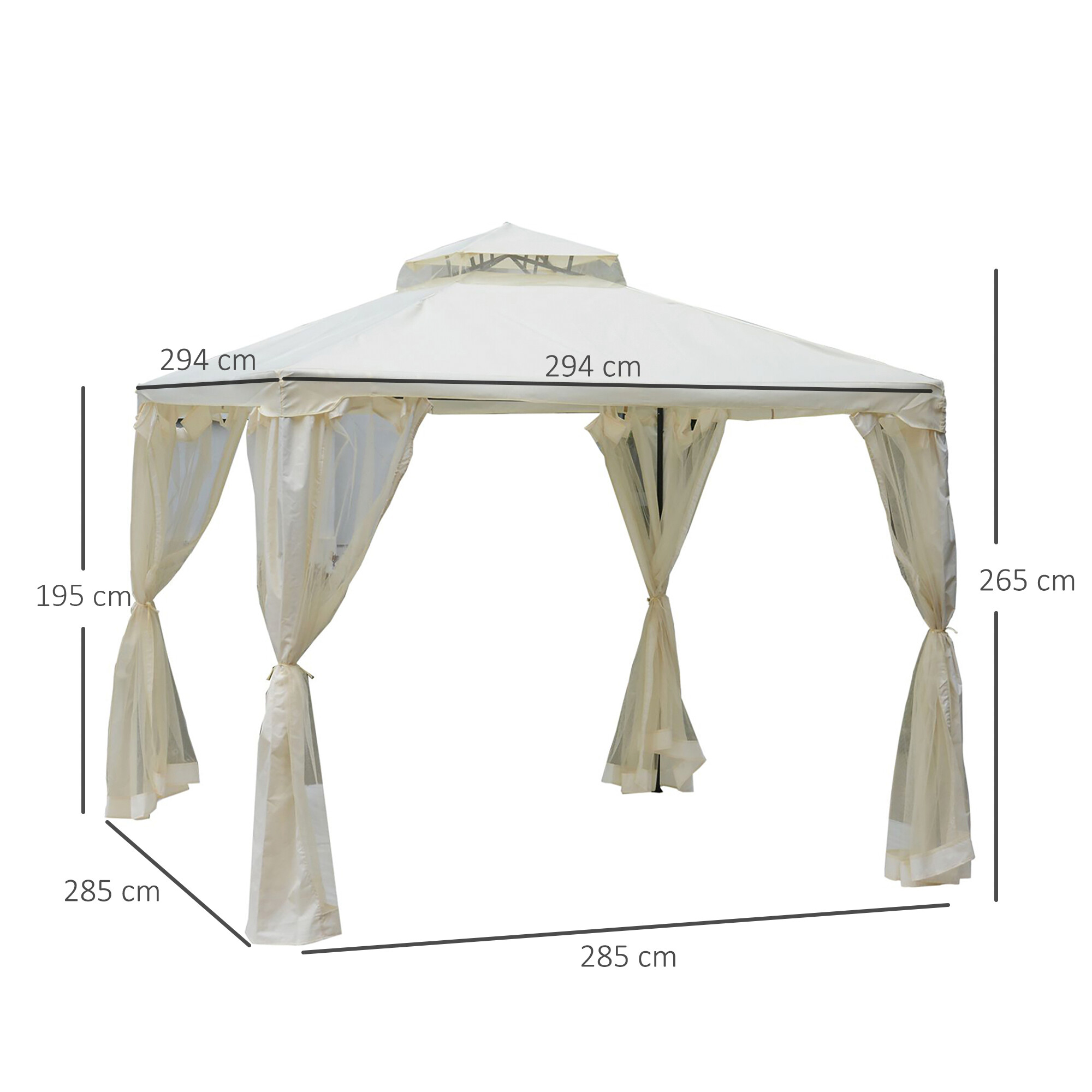 Outsunny Pavillon creme Polyester B/H/L: ca. 294x265x294 cm
