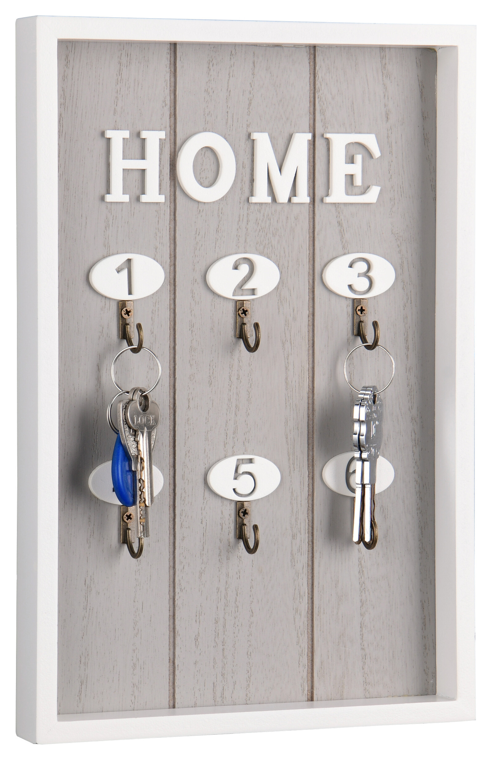 Schlüsselkasten Saskia grau weiß MDF B/H/T: ca. 20x30x3 cm