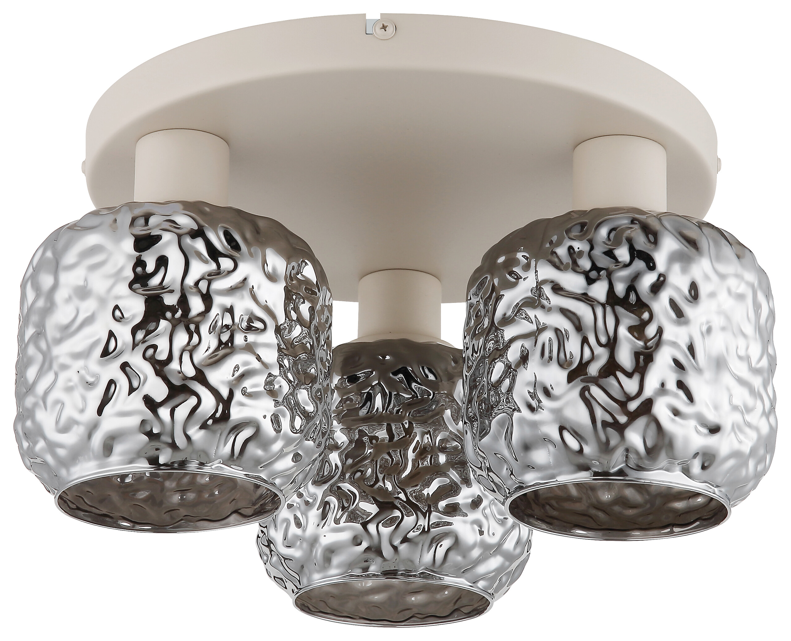 GLOBO Deckenleuchte Rauch beige Glas Metall B/H/L: ca. 34x27,5x34 cm 3 Brennstellen