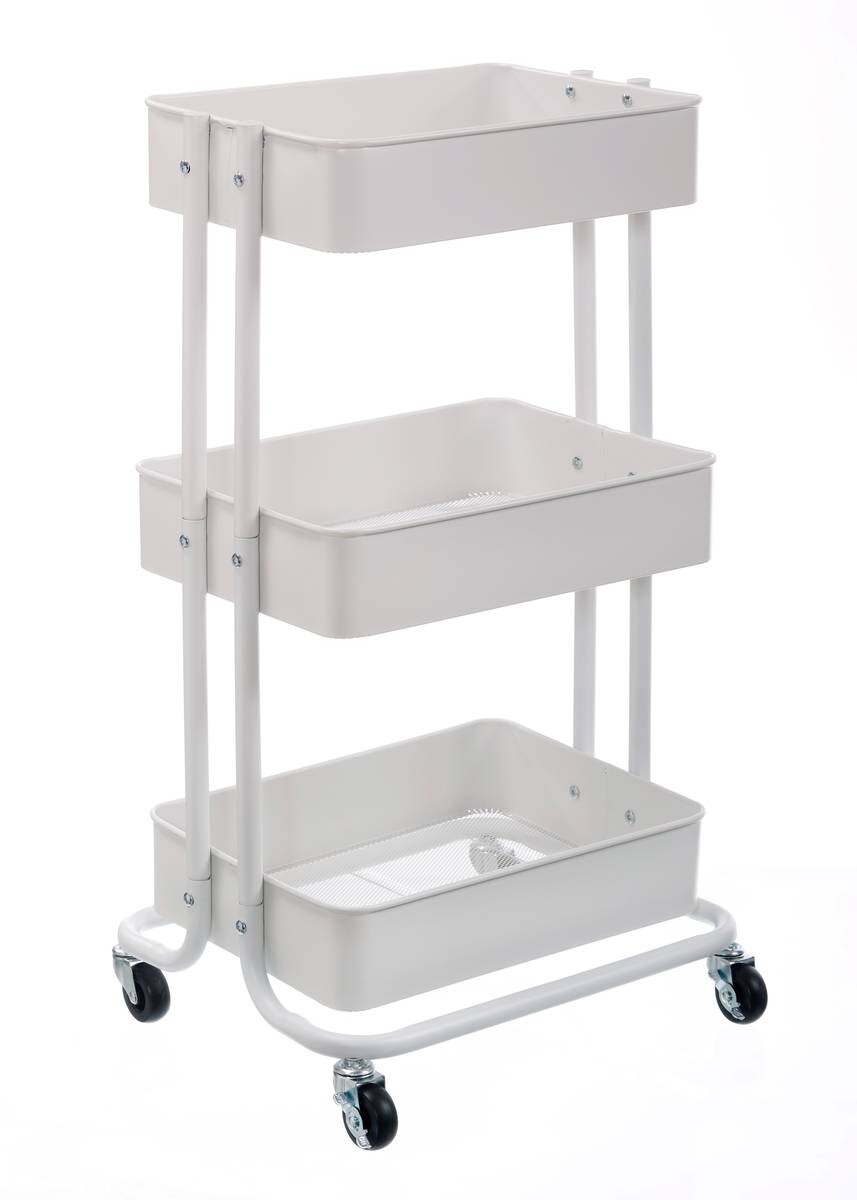 Rollwagen weiß Metall B/H/T: ca. 44x76x33 cm Rollwagen weiß Metall B/H/T: ca. 44x76x33 cm