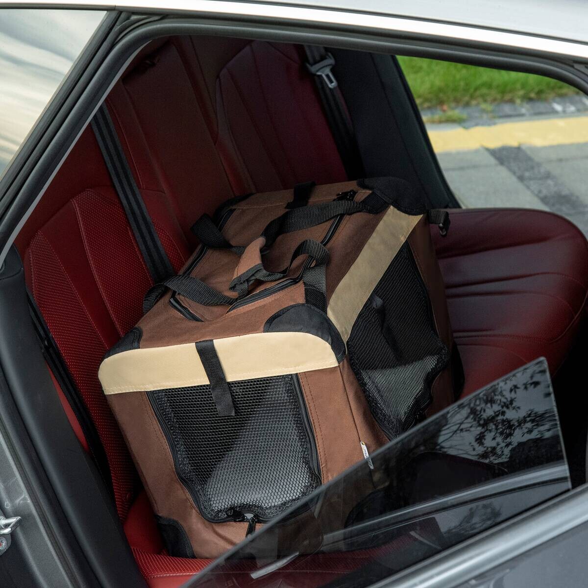 PawHut Hunde-Zubehör braun Polyester B/H/L: ca. 33,5x50,5x35 cm