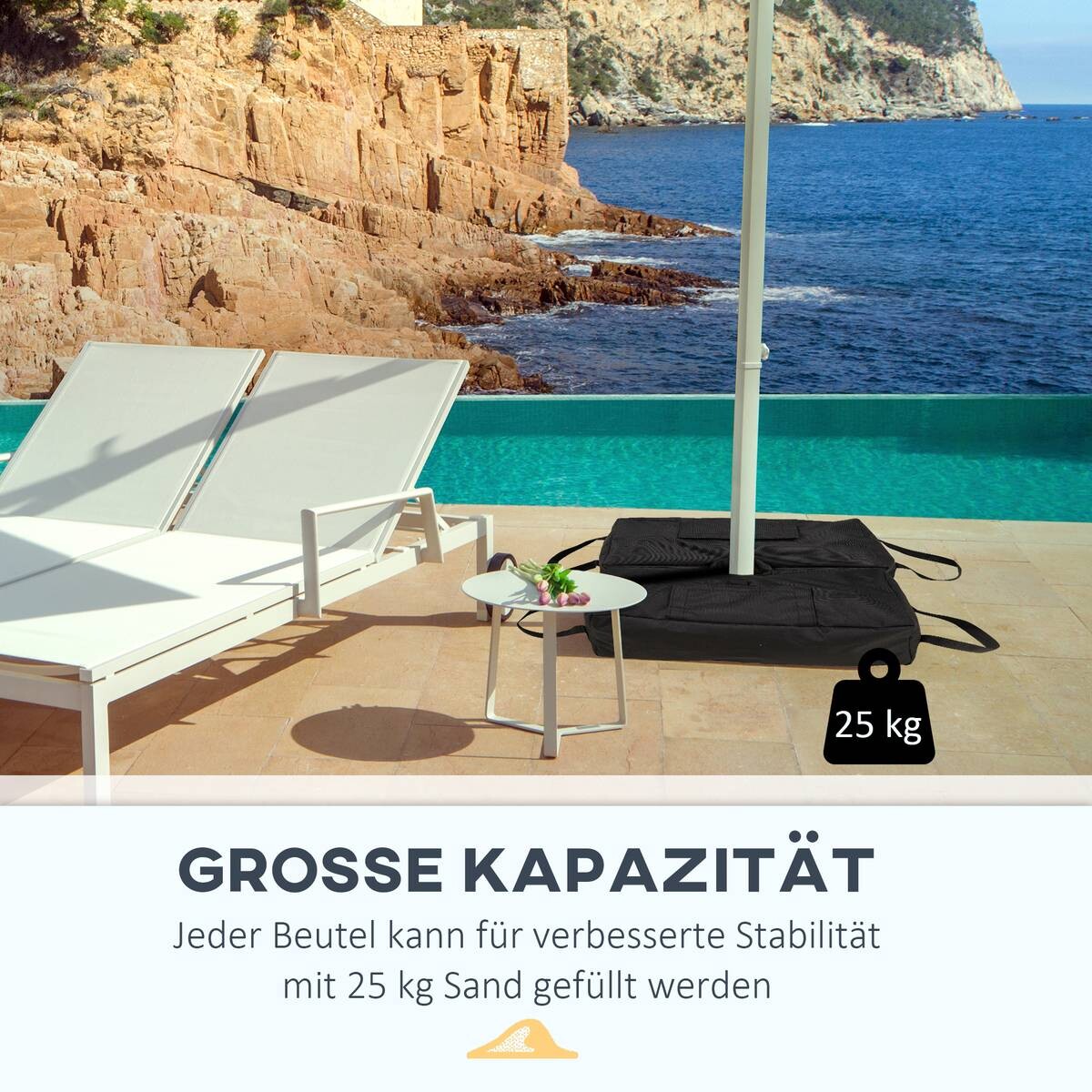 Outsunny Sonnenschirmständer schwarz Polyethylen B/H/L: ca. 50x18x50 cm