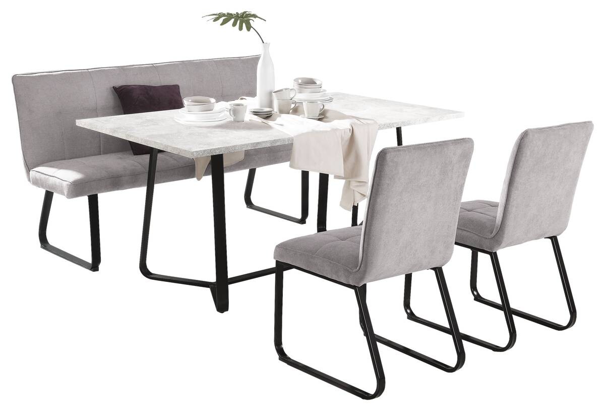 Stuhl TALEA 2er-Set hellgrau schwarz Webstoff Metall B/H/T: ca. 46x86x55 cm