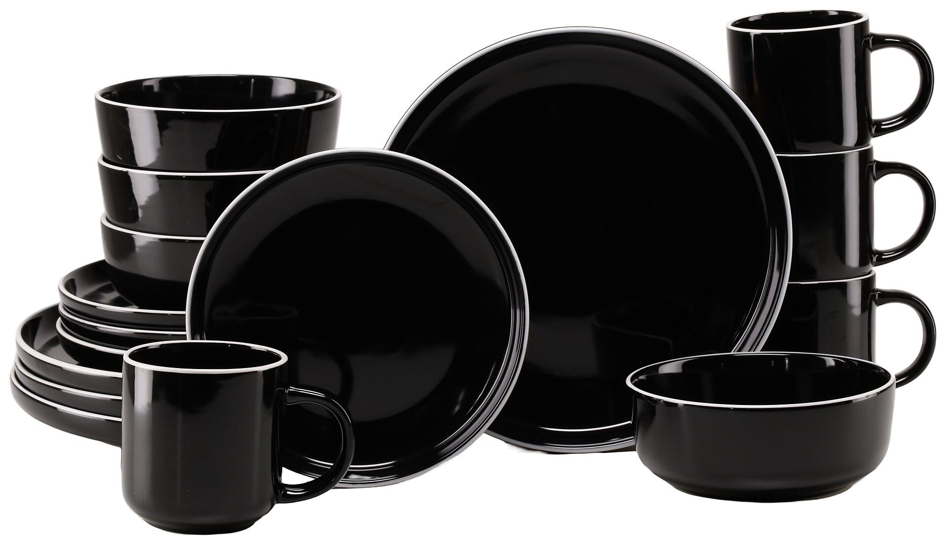 CreaTable Kombiservice Nordic Gourmet schwarz Steinzeug 16 tlg.