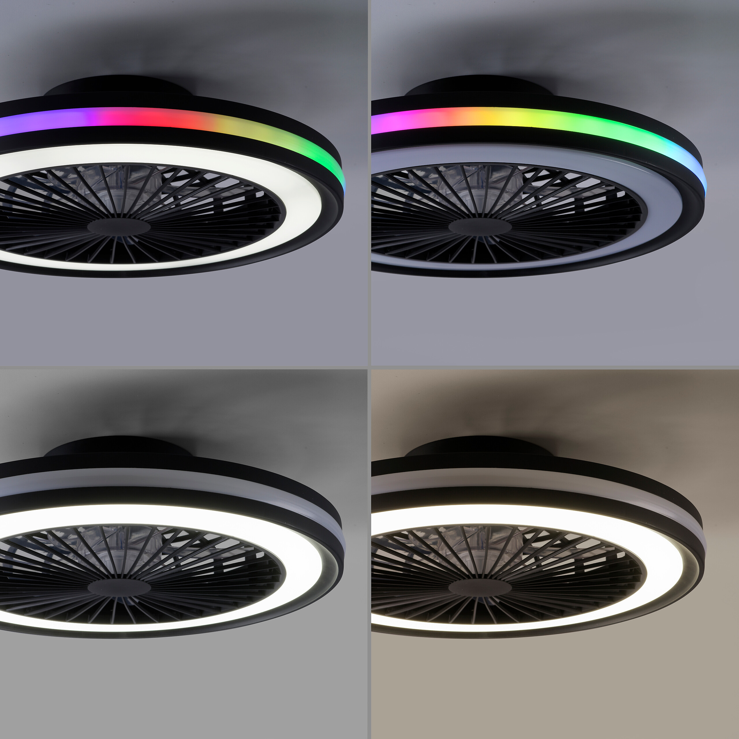 Just Light LED-Deckenventilator Brandon schwarz B/H/L: ca. 45,5x14x45,5 cm max. 36 W