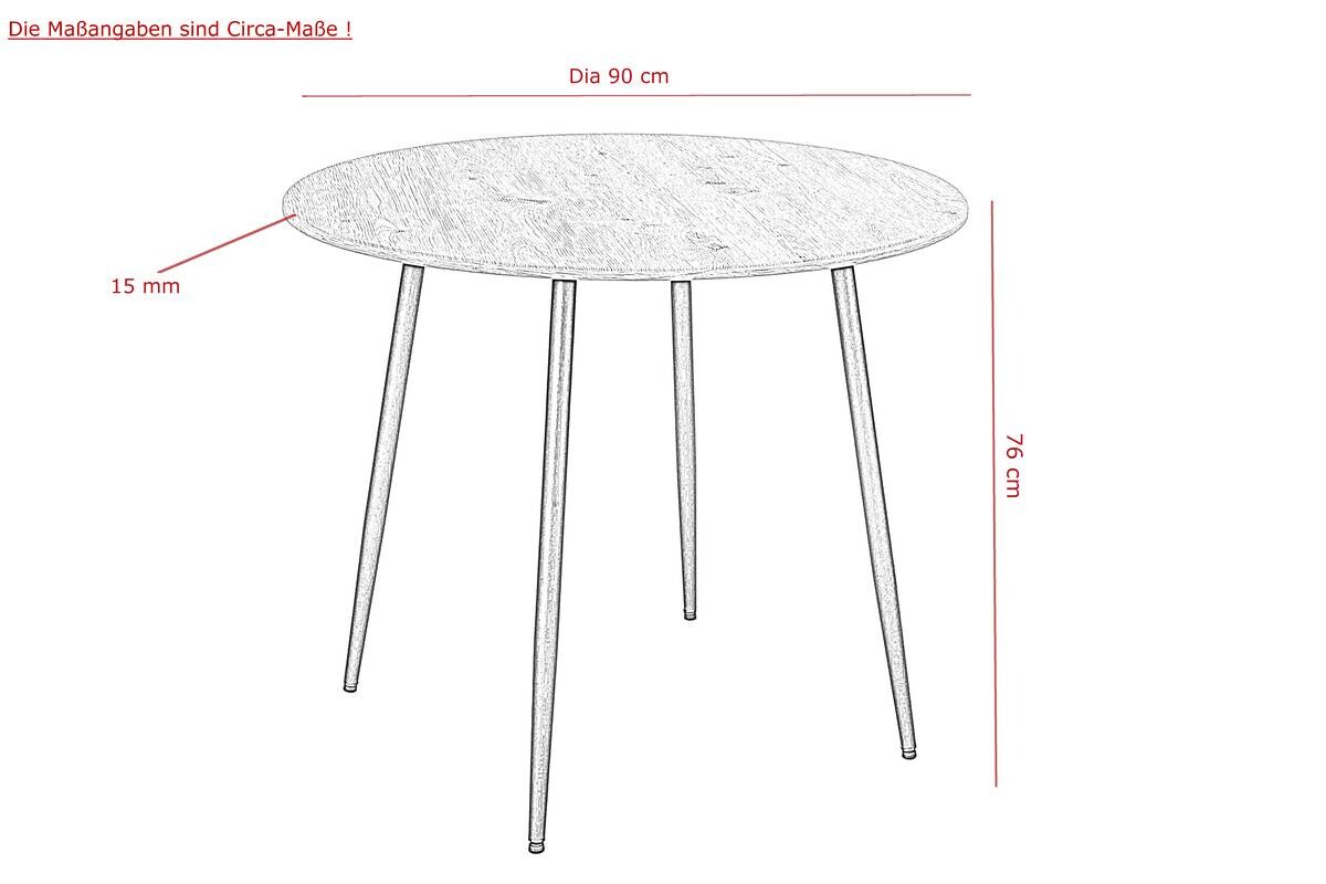 Esstisch Hagen Eiche schwarz B/H: ca. 90x76 cm