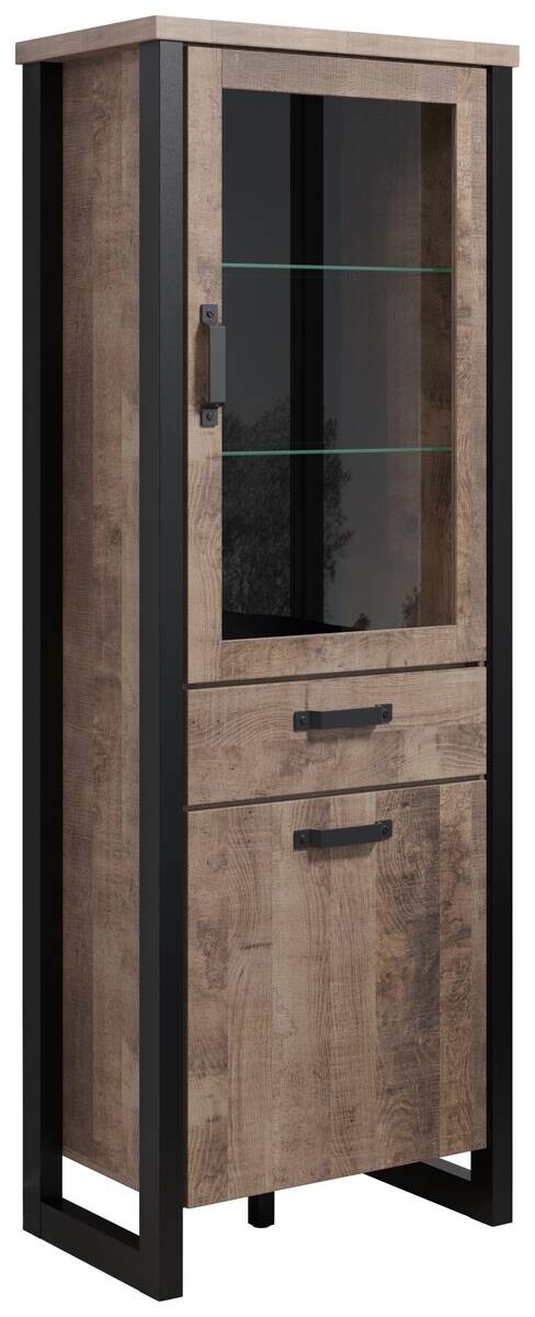 Standvitrine Emile Eiche Tabak Nachbildung B/H/T: ca. 70x195x45 cm