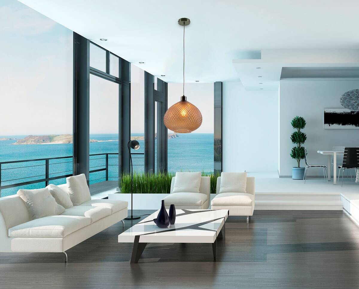 Näve Leuchten Pendelleuchte 6122614 braun Glas Kunststoff Metall B/H/T: ca. 29x130x29 cm E27 1 Brennstellen