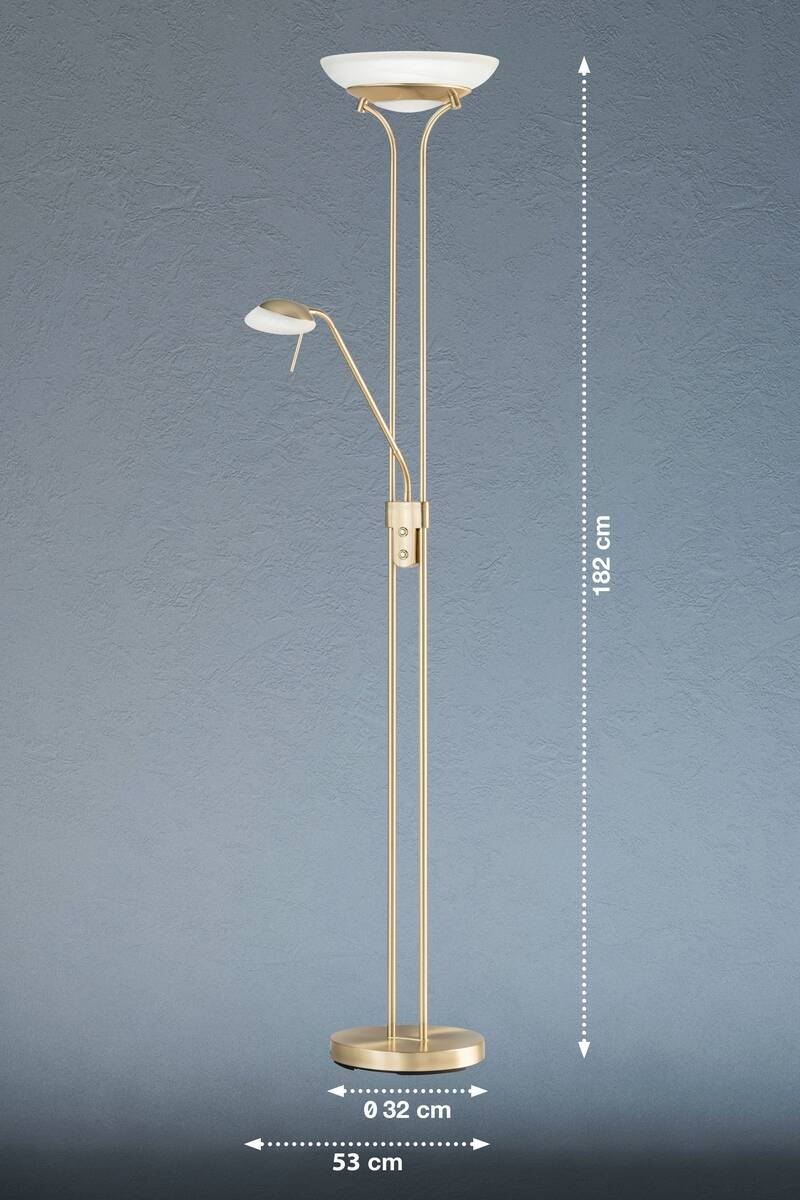 Fischer & Honsel LED-Stehleuchte 40145 messing weiß Glas Metall H/D: ca. 182x32 cm 1 Brennstellen