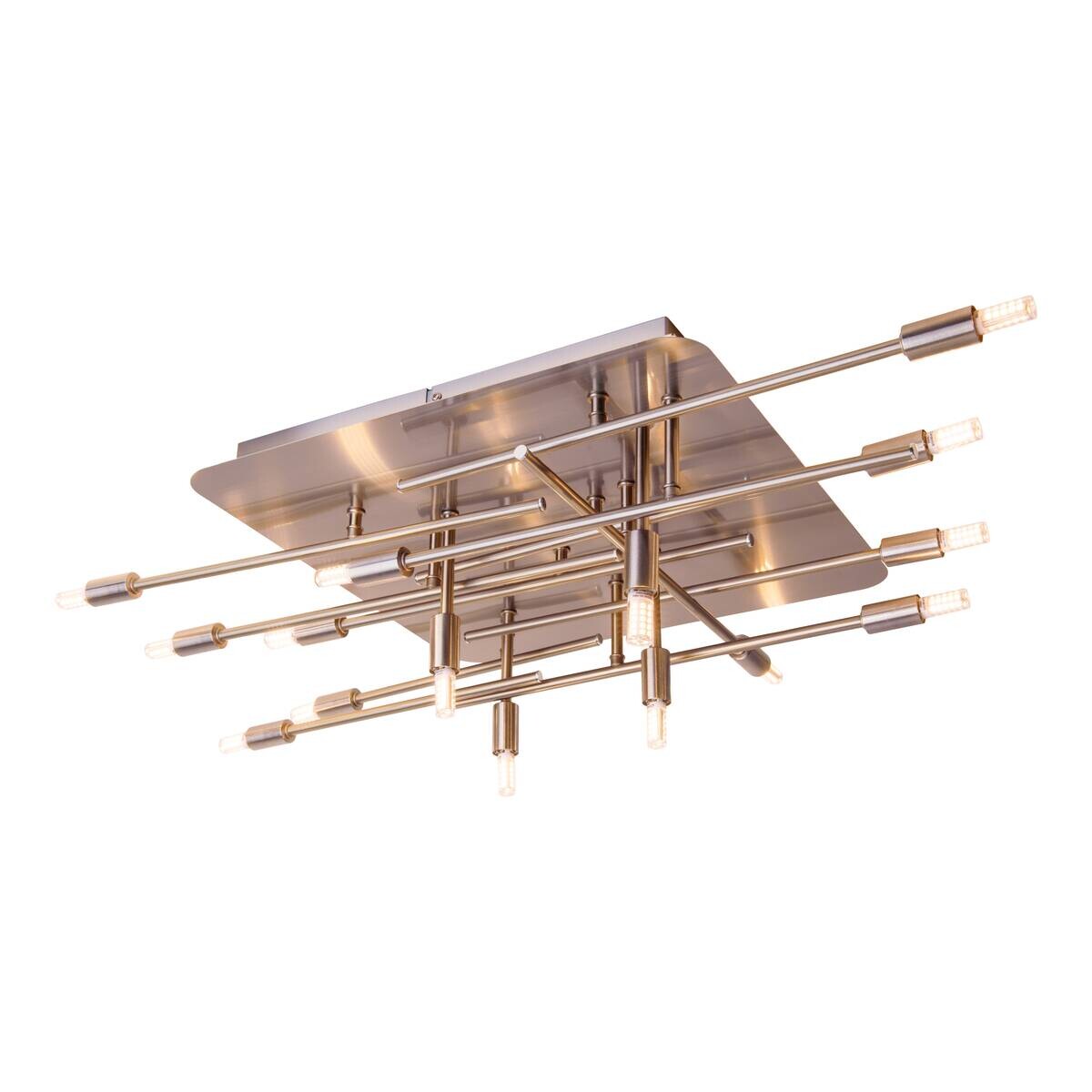 Näve Leuchten Deckenleuchte 1392950 stahlfarbig Metall B/H/T: ca. 70x15x71 cm G9 14 Brennstellen