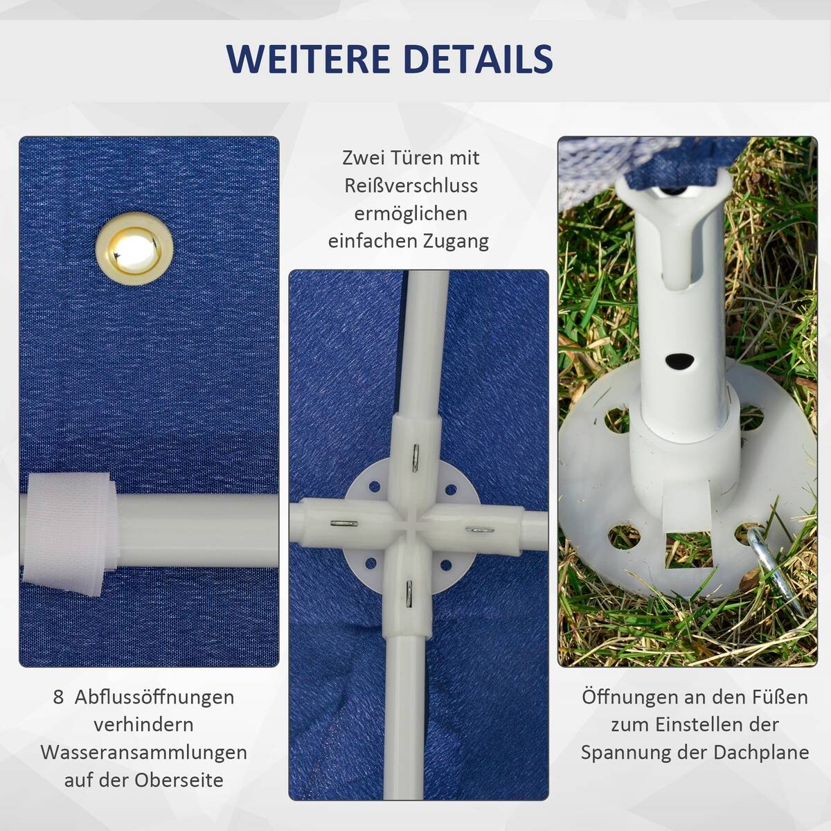 Outsunny Pavillon blau Polyester B/H/L: ca. 300x245x300 cm