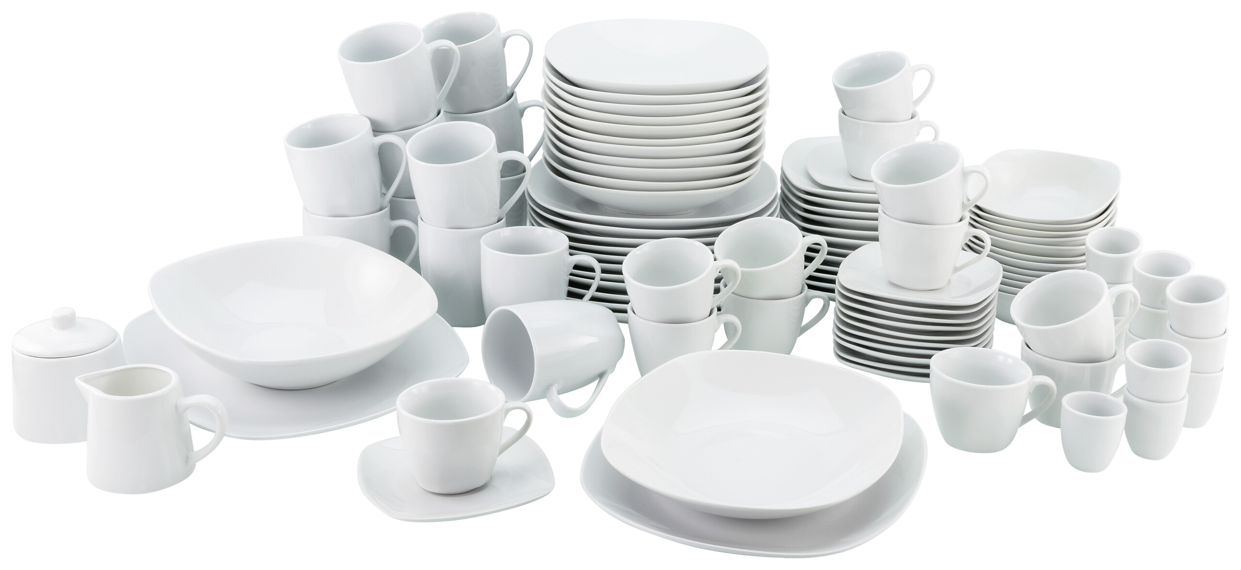 CreaTable Kombiservice Square weiß Porzellan 100 tlg.