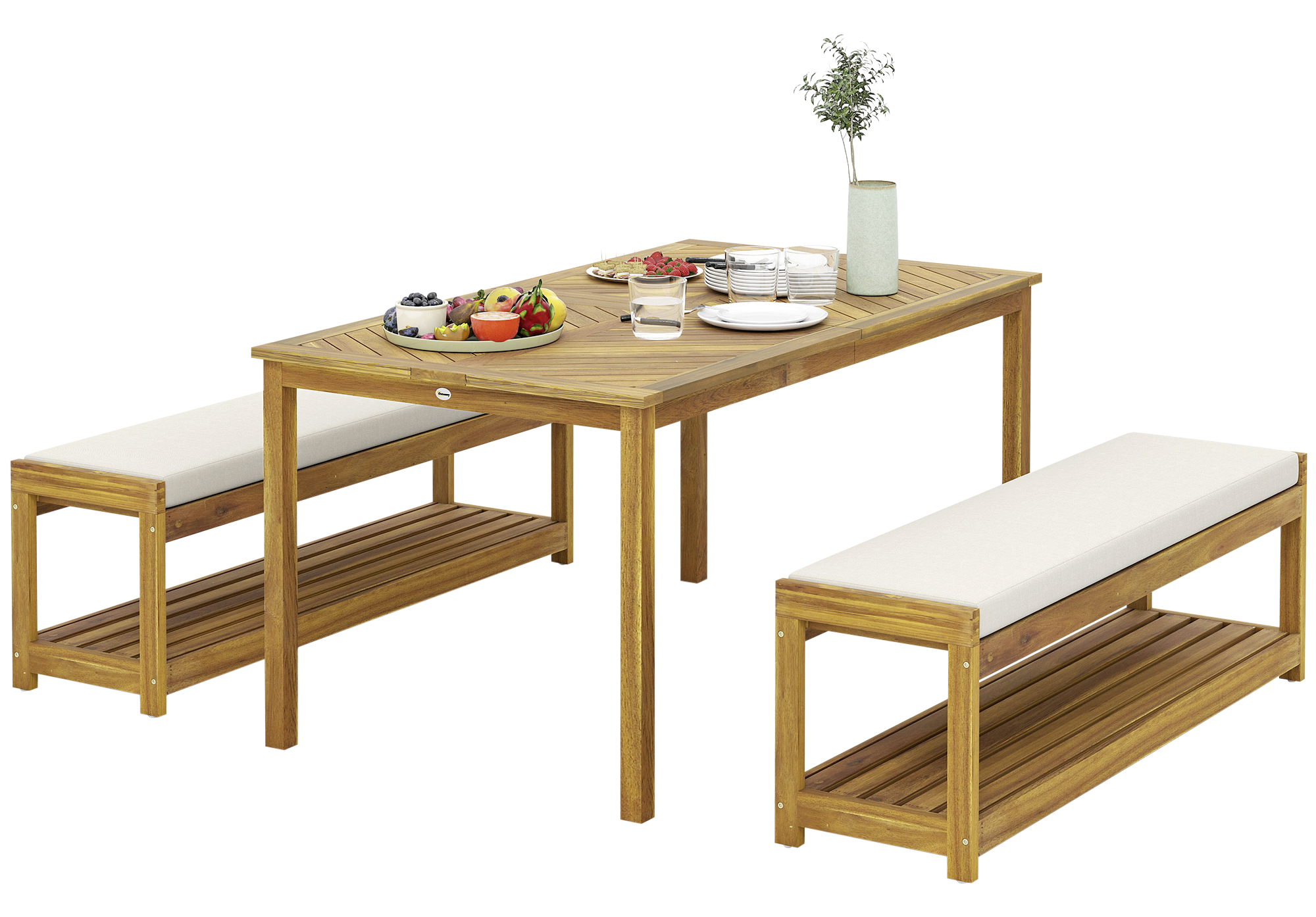 Outsunny Gartenmöbel-Set taupe Alteiche B/H/L: ca. 85x75x150 cm