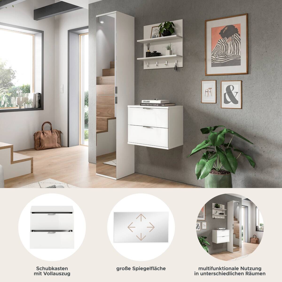 Garderobe PROJEKT X weiß weiß Hochglanz B/H/T: ca. 82x191x37 cm