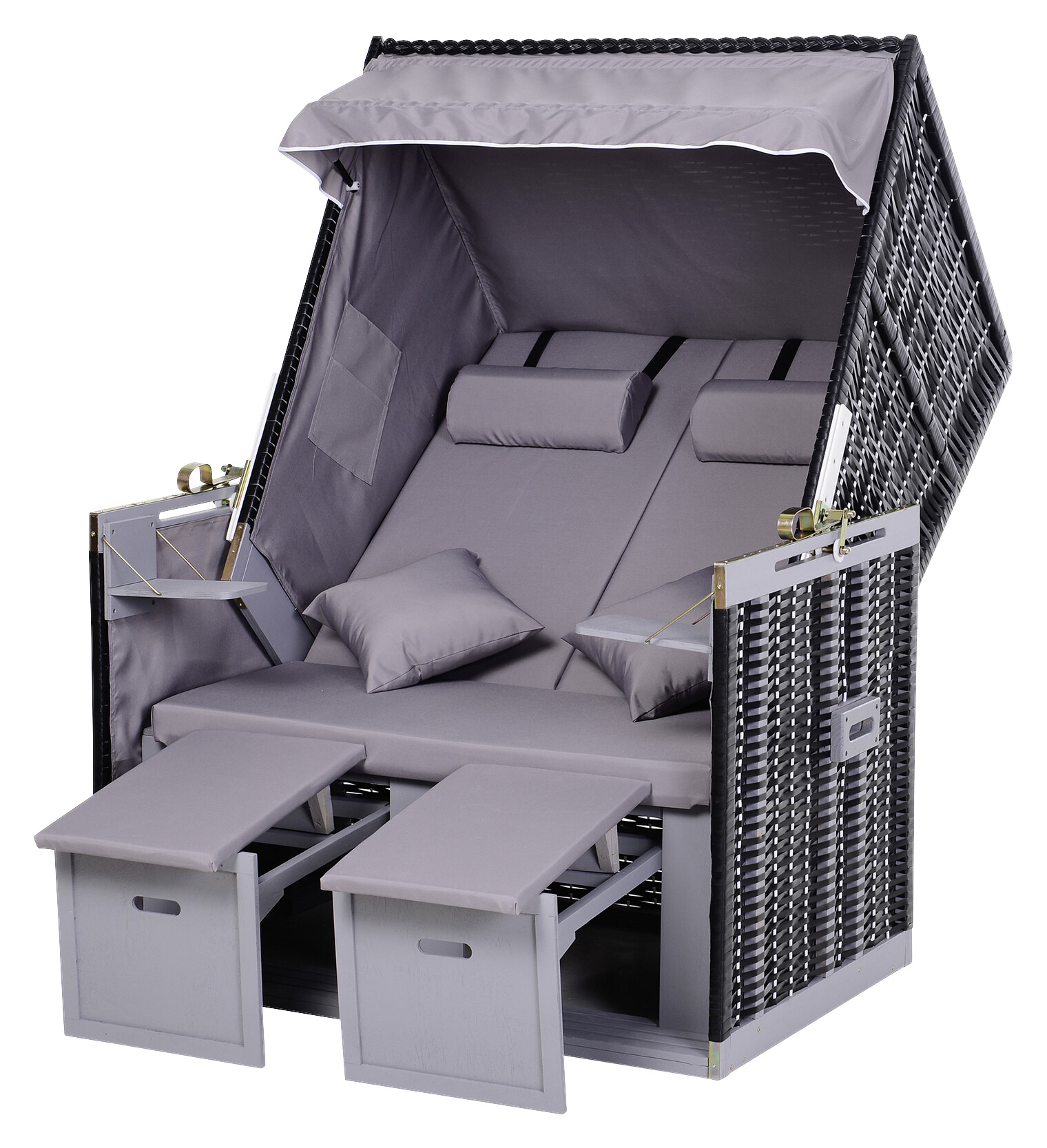 Outsunny Strandkorb grau Metall B/H/T: ca. 118x150x79 cm