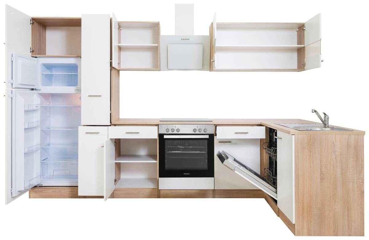 Respekta Winkelküche Economy weiß matt B/H/T: ca. 310x200x172 cm