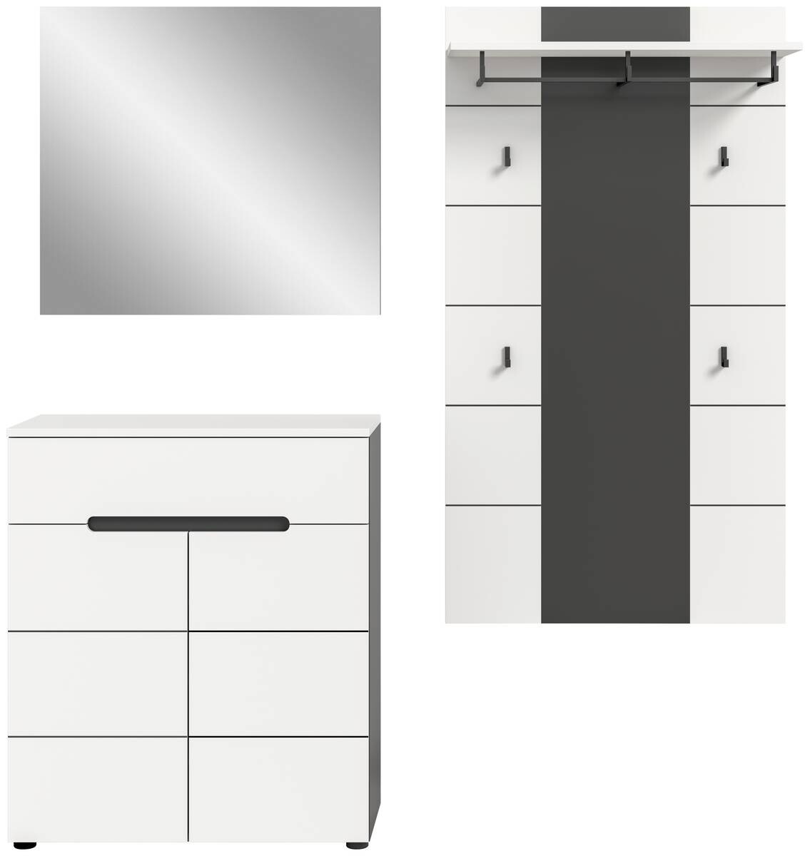 Garderobe Canu basaltgrau Nachbildung weiß B/H/T: ca. 175x190x37 cm