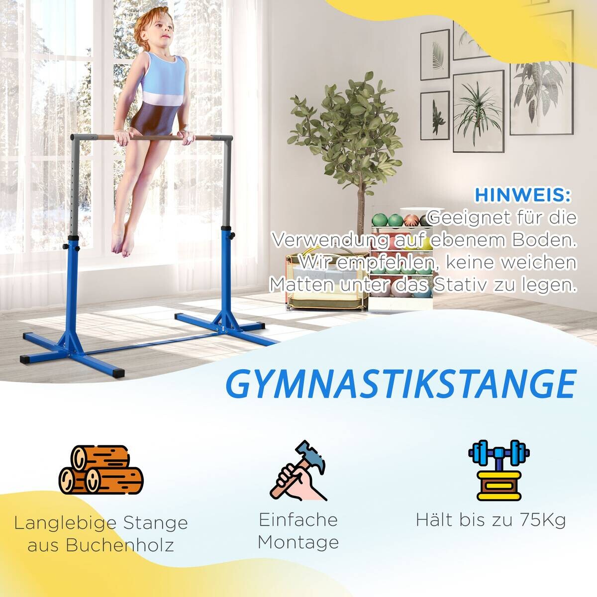 HOMCOM Kinder-Gymnastikstange B/H/L: ca. 121x150x194 cm