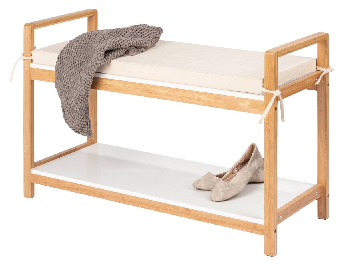 Schuhbank Finja weiß Bambus B/H/T: ca. 90x55x34 cm