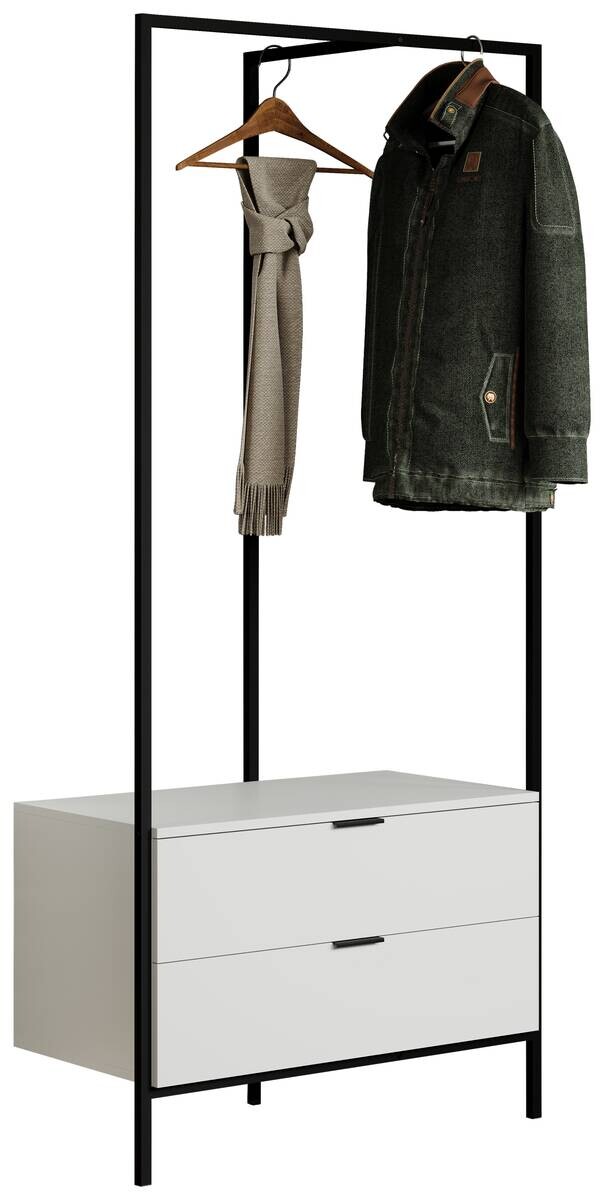 Garderobe Jody weiß matt schwarz B/H/T: ca. 85x190x47 cm