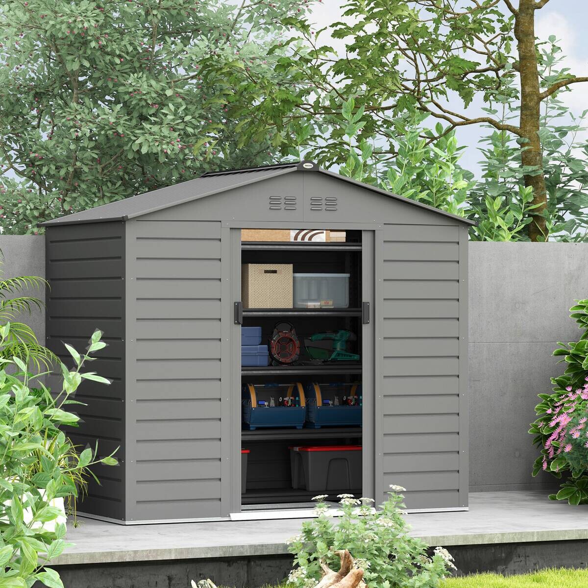 Outsunny Gerätehaus grau B/H/L: ca. 131x192x213 cm