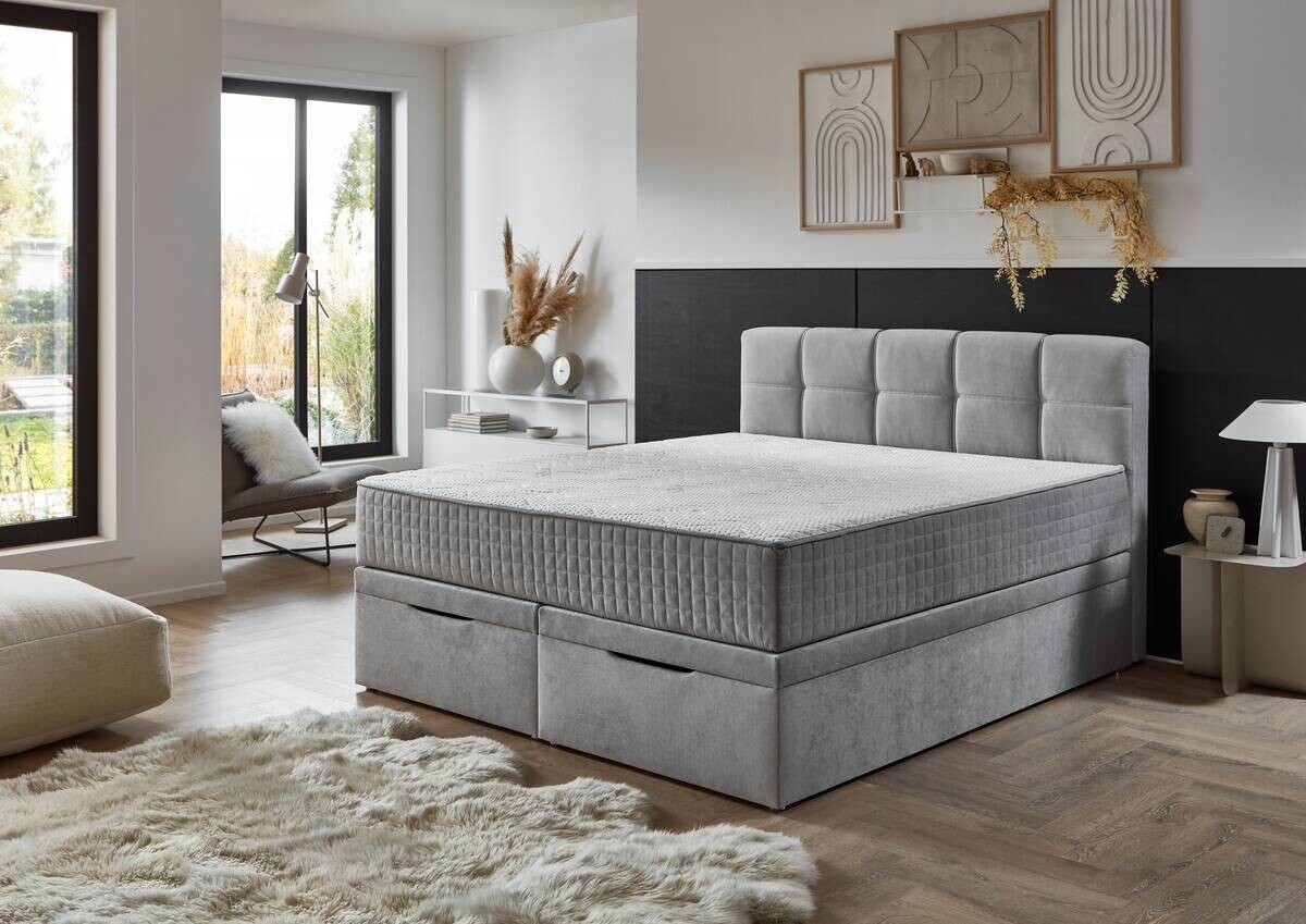 Boxbett Lugano silber Liegefläche B/L: ca. 180x200 cm