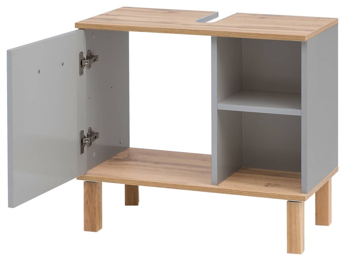 Waschbeckenunterschrank Padua grau Eiche Landhaus Nachbildung B/H/T: ca. 65,2x60,1x35 cm