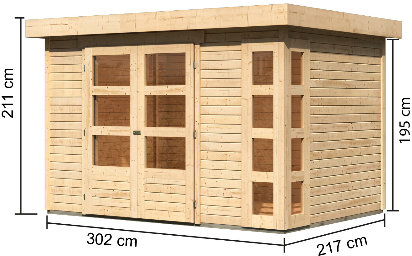 Karibu Gartenhaus Felipo 2 natur B/H/T: ca. 302x217x211 cm