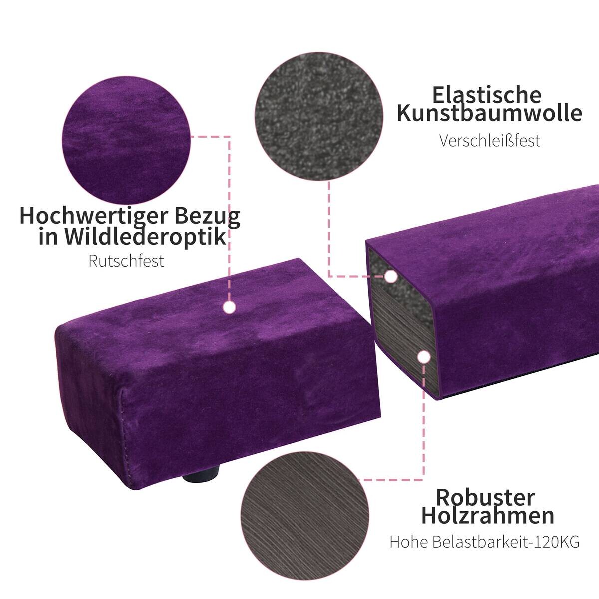 HOMCOM Schwebebalken violett Kiefer B/H/L: ca. 10x6,5x210 cm