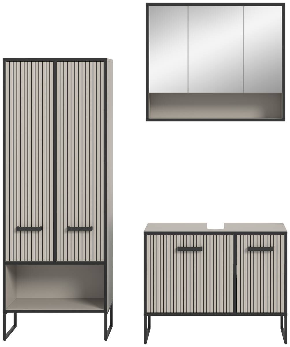 Badezimmer-Set BAGNO schwarz Kaschmirgrau Nachbildung B/H/T: ca. 154x192x36 cm