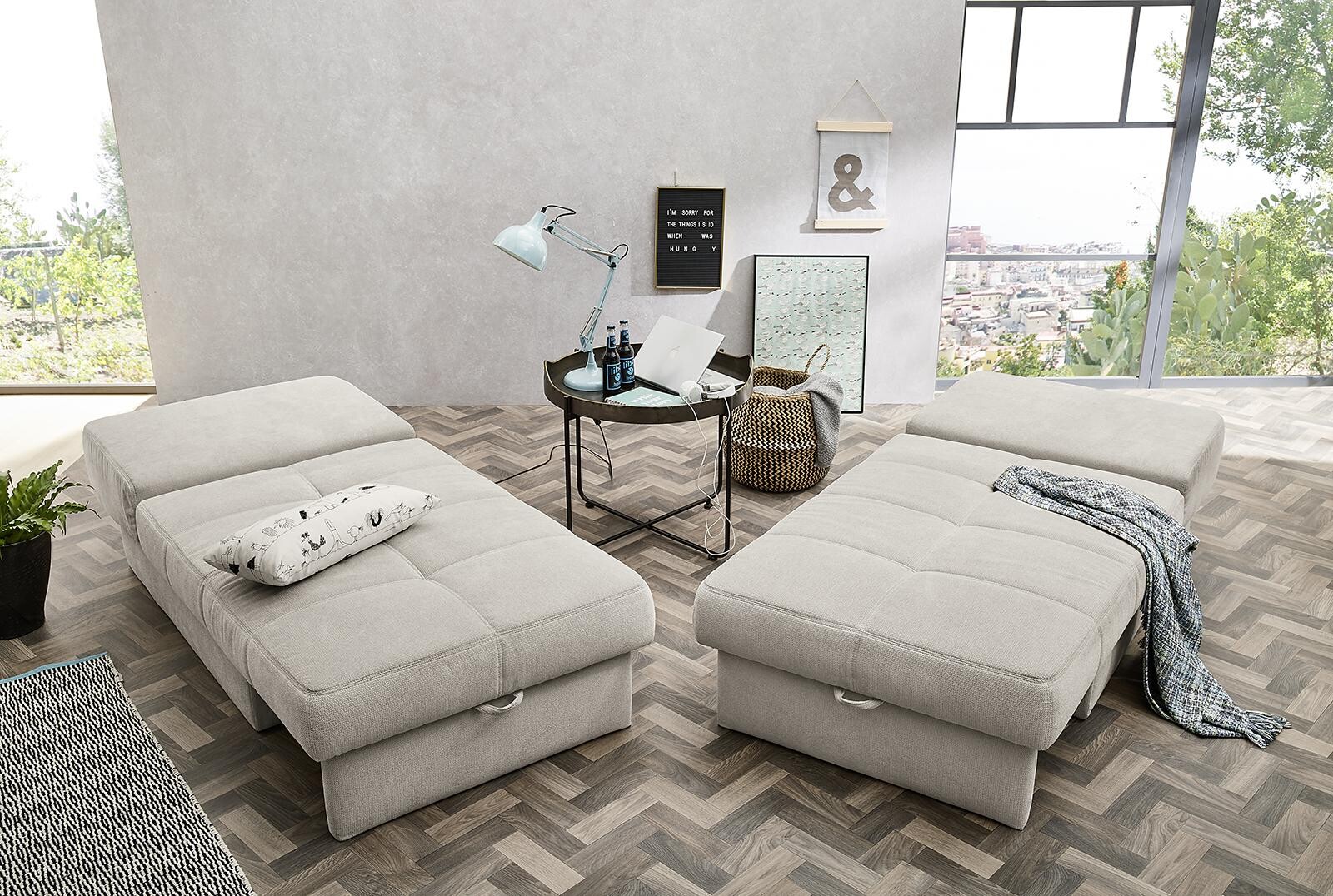 Recamiere beige Microfaser B/H/T: ca. 93x205x78 cm