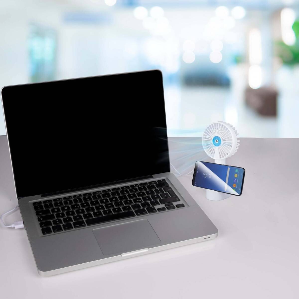 Tischventilator 871125247490 weiß Kunststoff B/H/T: ca. 104x220x41 cm