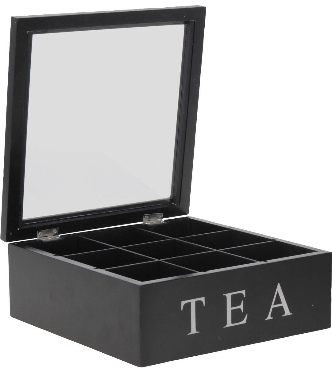 Teebox schwarz MDF B/H/L: ca. 23x9x23 cm