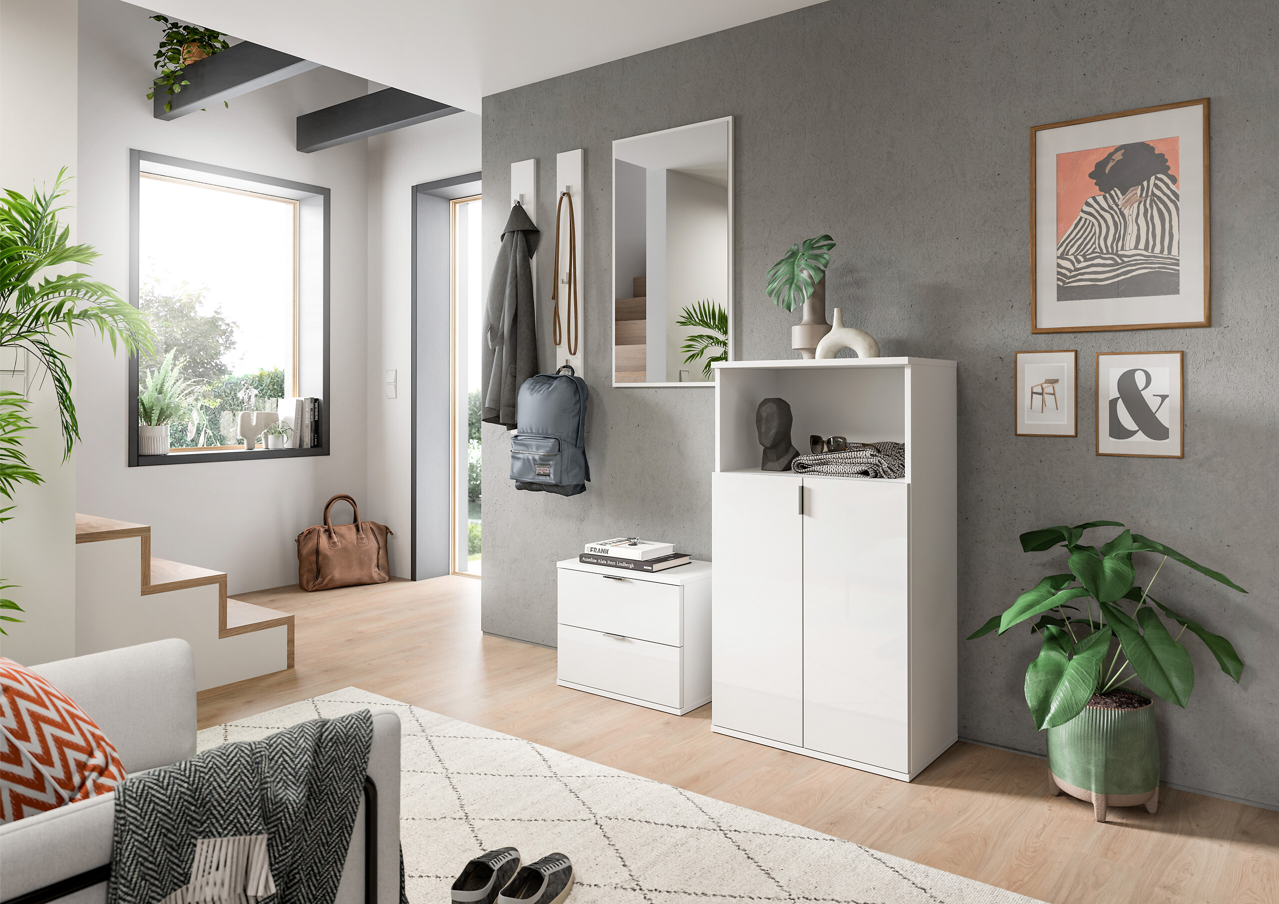 Garderobe PROJEKT X weiß weiß Hochglanz B/H/T: ca. 179x191x37 cm Garderobe PROJEKT X weiß weiß Hochglanz B/H/T: ca. 179x191x37 cm