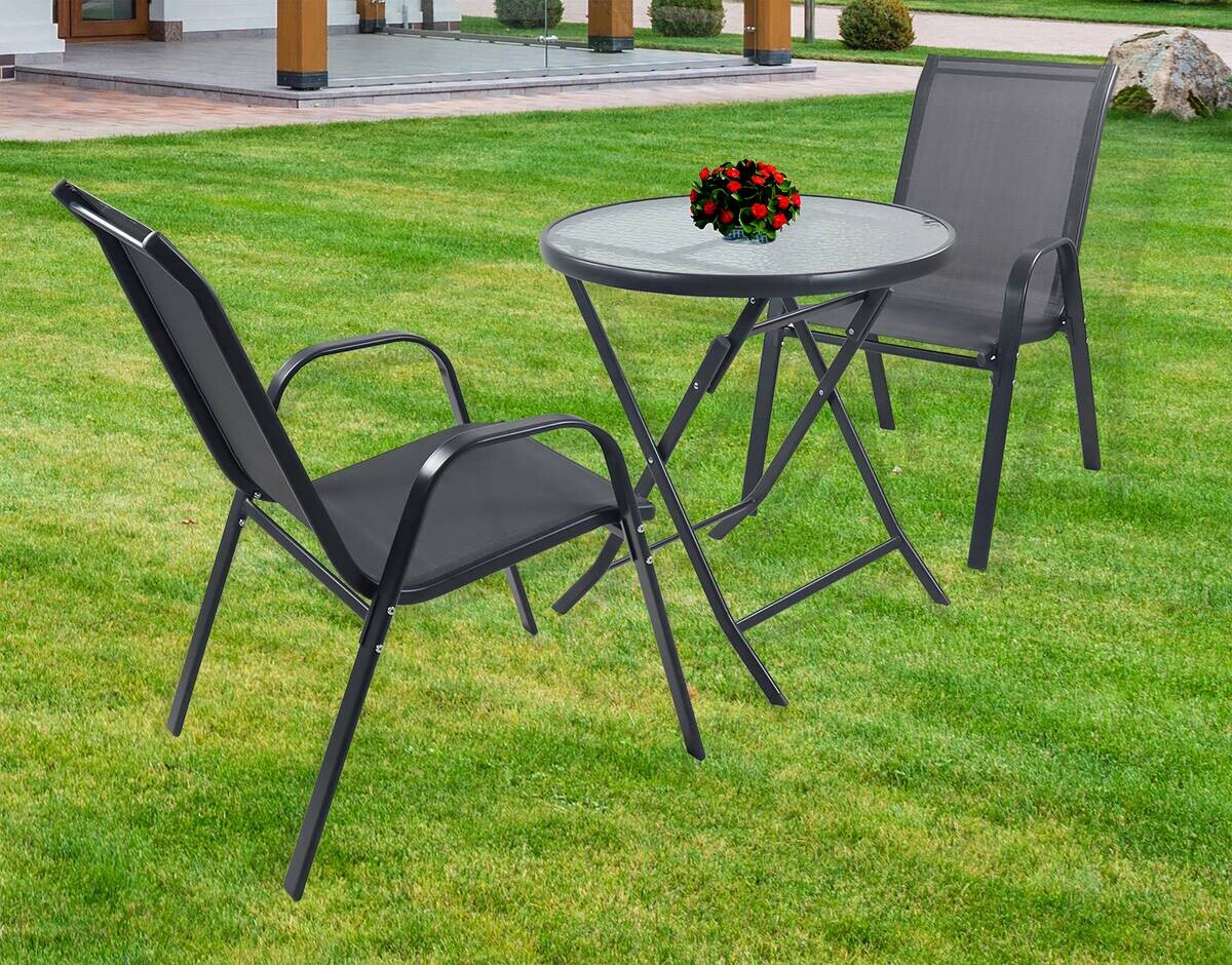 VCM Gartensitzgruppe Sonlas anthrazit Glas B/H/L: ca. 70x89x70 cm