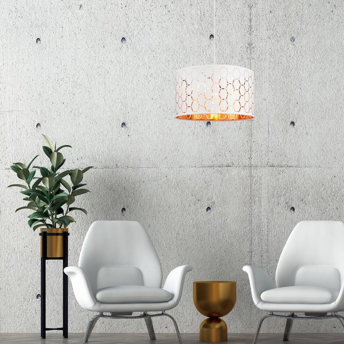 Lamkur Pendelleuchte weiß Holz B/H/L: ca. 37x23x37 cm E27 1 Brennstellen