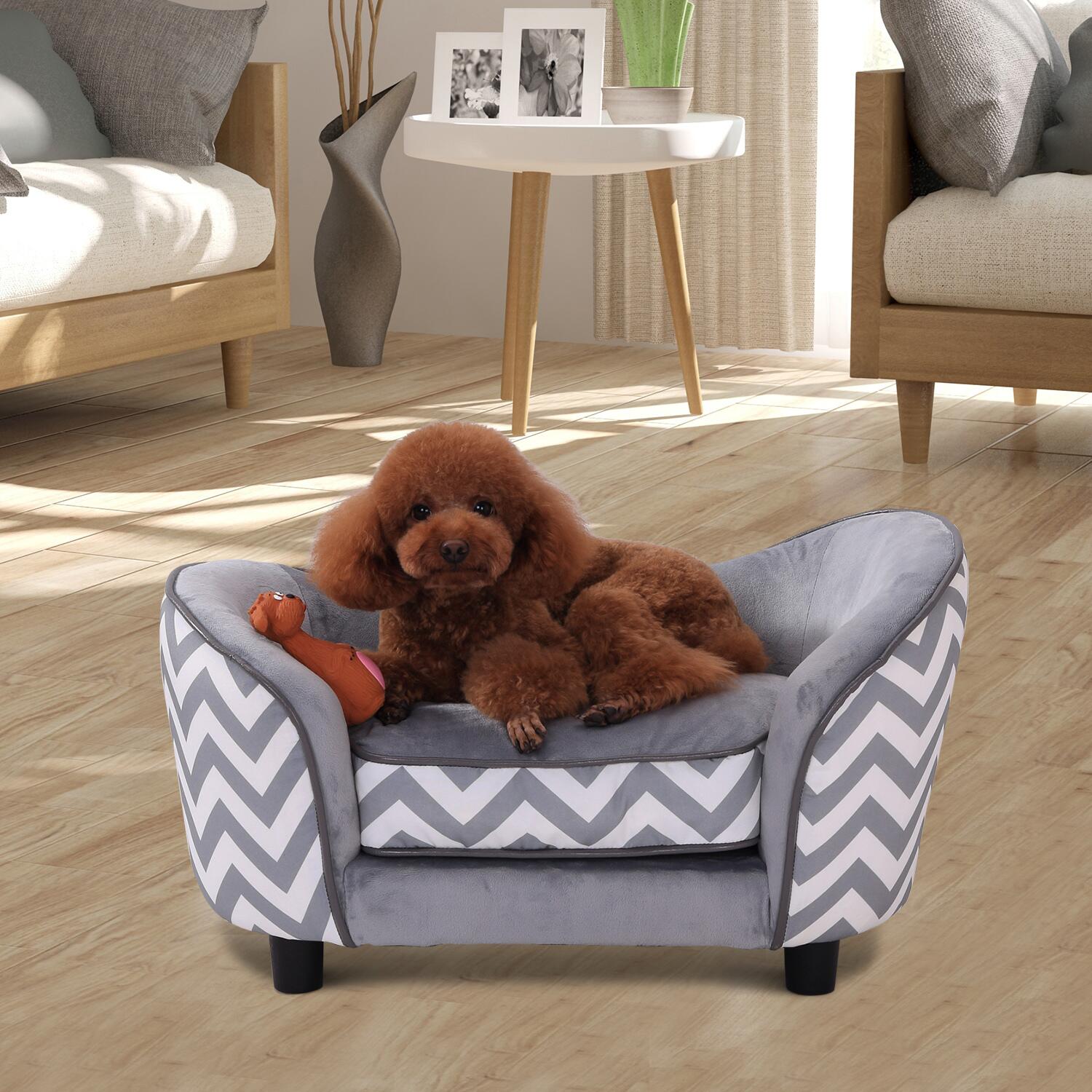 PawHut Hundebett grau Holz B/H/L: ca. 41x33,5x67 cm