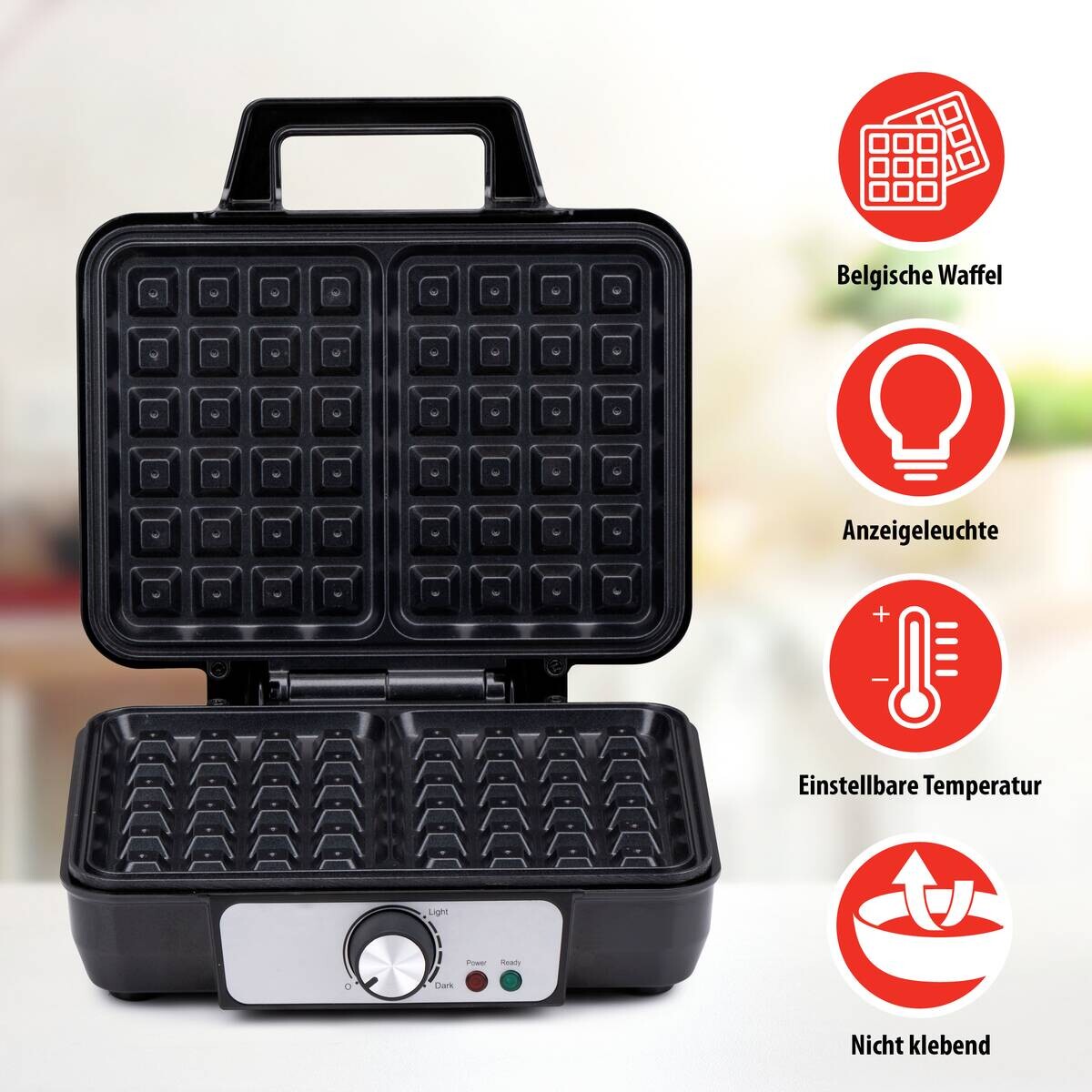 alpina Waffelautomat schwarz Alu B/H/L: ca. 24x10x24 cm